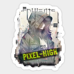 Pixel-High Vibrant Grunge Streetwear Sticker